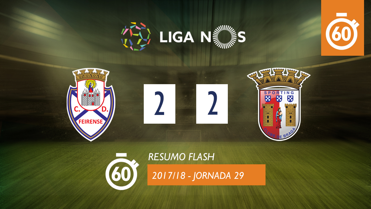 I Liga (29ªJ): Resumo Flash CD Feirense 2-2 SC Braga