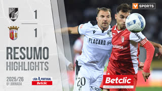 Liga Portugal Betclic (6ªJ): Resumo Vitória SC 1-1 Braga