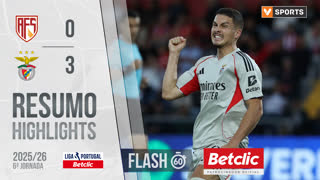 Liga Portugal Betclic (6ªJ): Resumo Flash AFS 0-3 Benfica